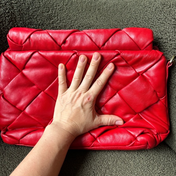 Red Quilted Leather Clutch - Picture 7 of 11